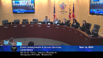 Picture of the Public Safety and Human Services Committee of the Montgomery County Council during a worksession